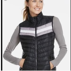 Fabletics Fenway Puffer Vest Black White Gray XL